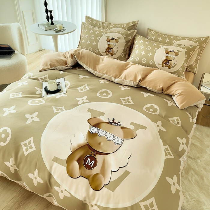 91家纺网 家纺一手货源 找家纺 摩卡（乐趣） 2025秋冬新品网红款水洗棉四季款四件套 天使熊-咖