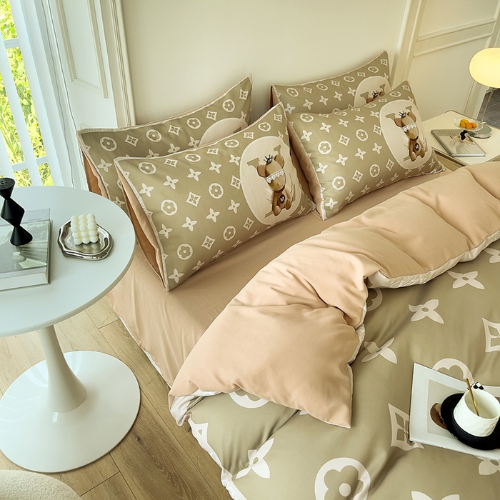 91家纺网 家纺一手货源 找家纺 摩卡（乐趣） 2025秋冬新品网红款水洗棉四季款四件套 天使熊-咖