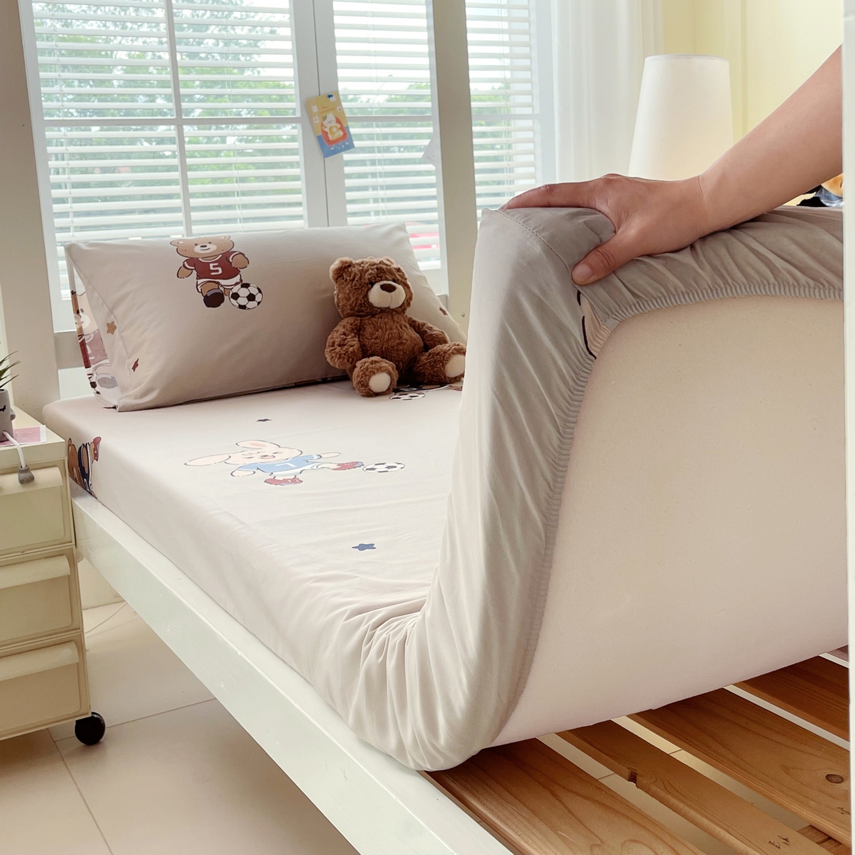 91家纺网 家纺一手货源 找家纺 （总）金鑫汇家纺 2025新款A类全棉纯棉印花学生床单品床笠 床笠单件