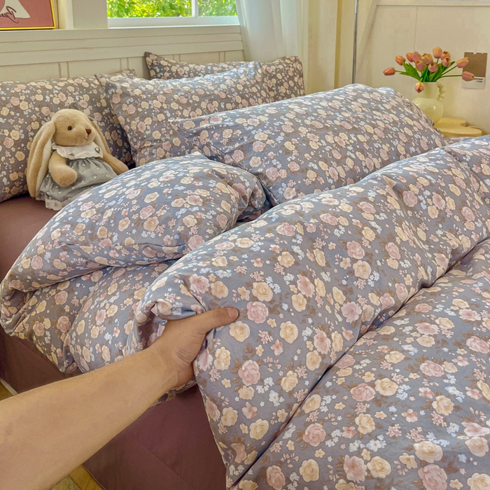 91家纺网 家纺一手货源 找家纺 （总）斯卡诺家纺 2025新款爆款小清新云感棉四件套小布袋古法水洗棉四件套云柔棉被套三件套五件套