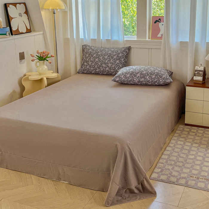 91家纺网 家纺一手货源 找家纺 斯卡诺家纺 2026爆款古法水洗仿棉四件套韩国小布袋五件套（高克重斜纹加厚） 满天星