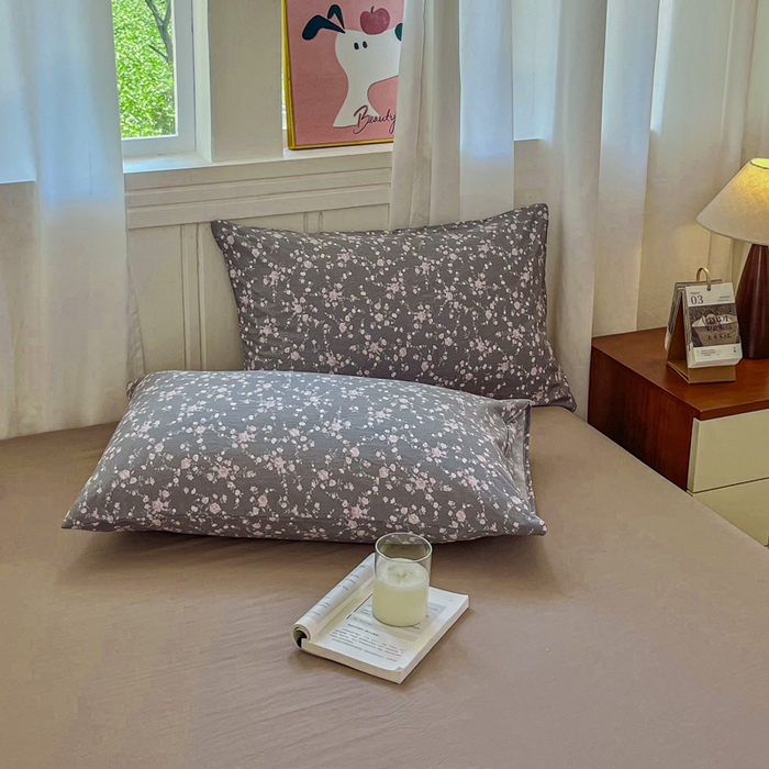 91家纺网 家纺一手货源 找家纺 斯卡诺家纺 2026爆款古法水洗仿棉四件套韩国小布袋五件套（高克重斜纹加厚） 满天星