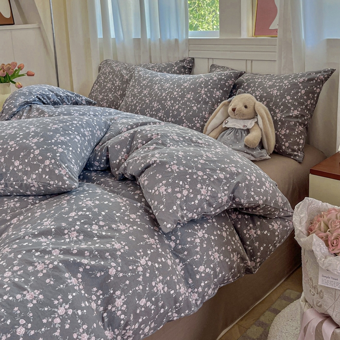 91家纺网 家纺一手货源 找家纺 斯卡诺家纺 2026爆款古法水洗仿棉四件套韩国小布袋五件套（高克重斜纹加厚） 满天星