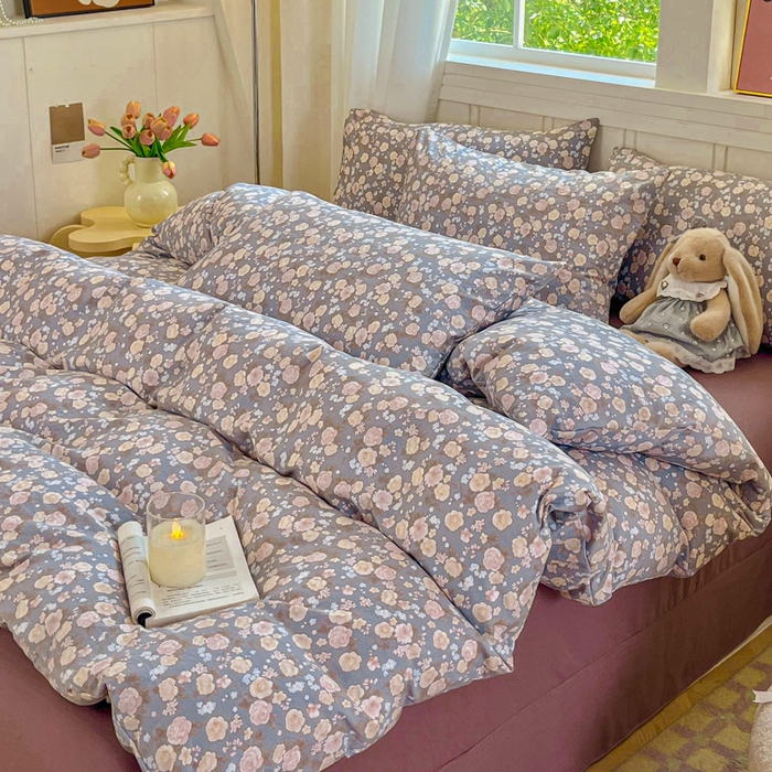 91家纺网 家纺一手货源 找家纺 斯卡诺家纺 2026爆款古法水洗仿棉四件套韩国小布袋五件套（高克重斜纹加厚） 一见倾心