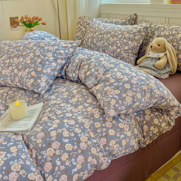 91家纺网 家纺一手货源 找家纺 斯卡诺家纺 2026爆款古法水洗仿棉四件套韩国小布袋五件套（高克重斜纹加厚） 一见倾心