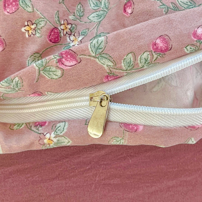 91家纺网 家纺一手货源 找家纺 斯卡诺家纺 2026爆款古法水洗仿棉四件套韩国小布袋五件套（高克重斜纹加厚） 樱桃季