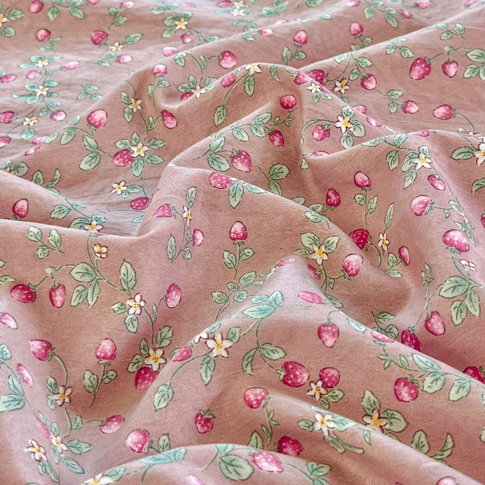 91家纺网 家纺一手货源 找家纺 斯卡诺家纺 2026爆款古法水洗仿棉四件套韩国小布袋五件套（高克重斜纹加厚） 樱桃季