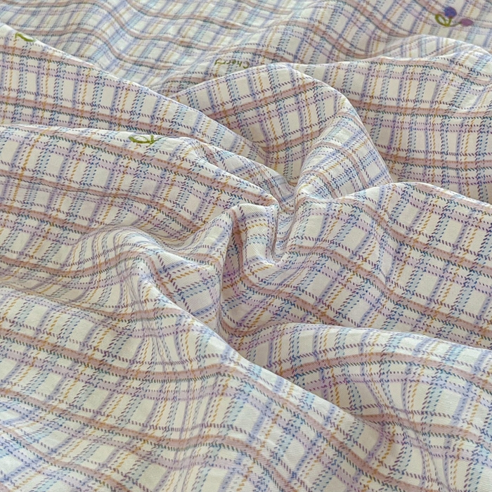 91家纺网 家纺一手货源 找家纺 斯卡诺家纺 2026爆款古法水洗仿棉四件套韩国小布袋五件套（高克重斜纹加厚） 樱桃小格