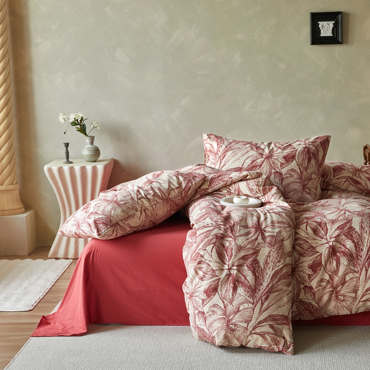 91家纺网 家纺一手货源 找家纺 怡家居 2025新款全棉纯棉加厚印花磨毛四件套 暗香