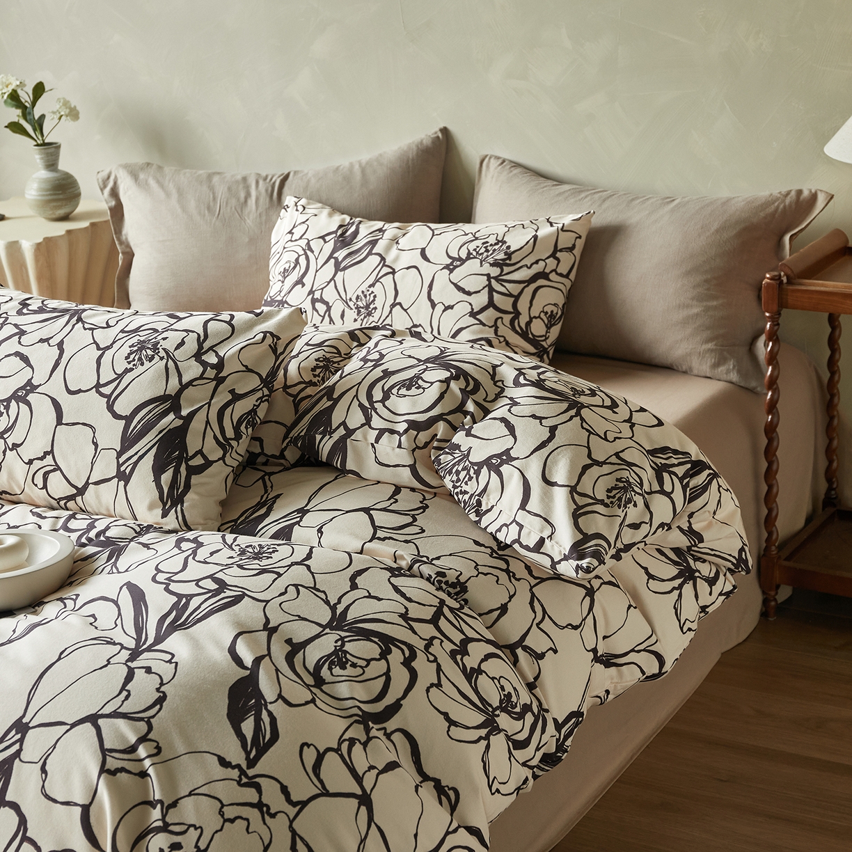 怡家居 2025新款全棉纯棉加厚印花磨毛四件套 浮生