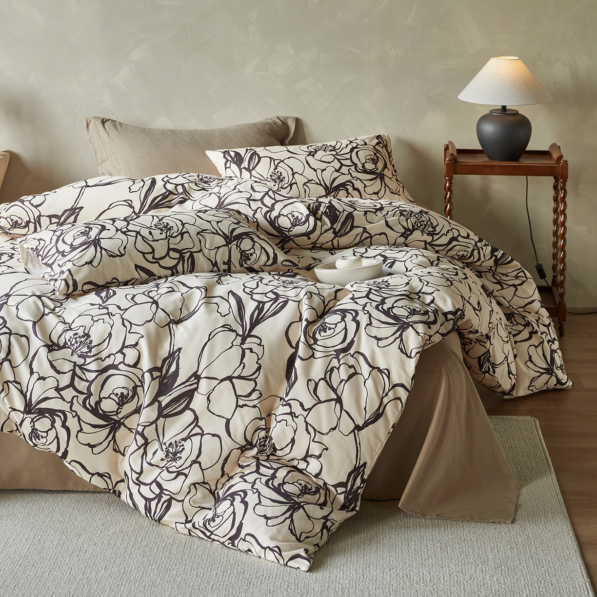 91家纺网 家纺一手货源 找家纺 怡家居 2025新款全棉纯棉加厚印花磨毛四件套 浮生