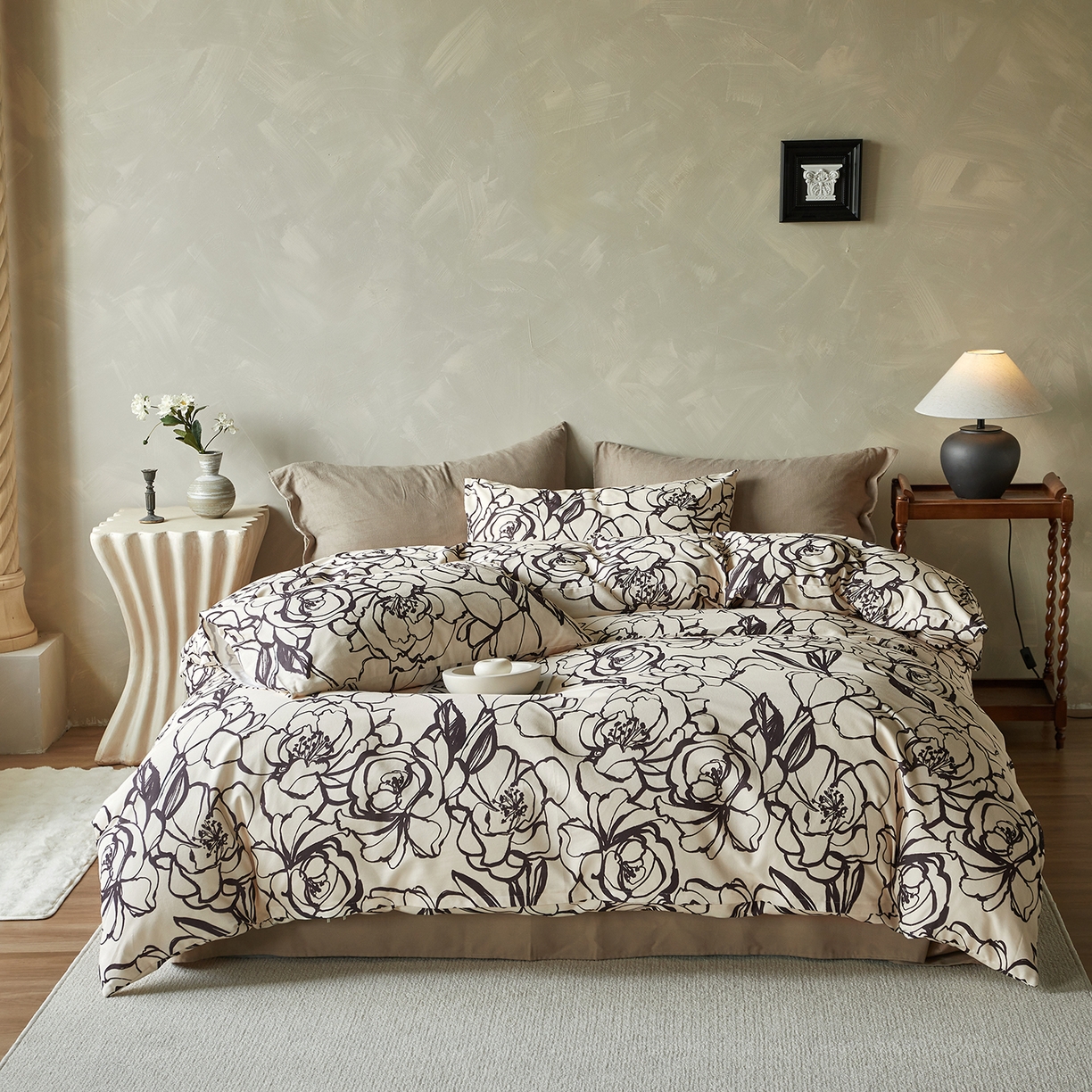 91家纺网 家纺一手货源 找家纺 怡家居 2025新款全棉纯棉加厚印花磨毛四件套 浮生