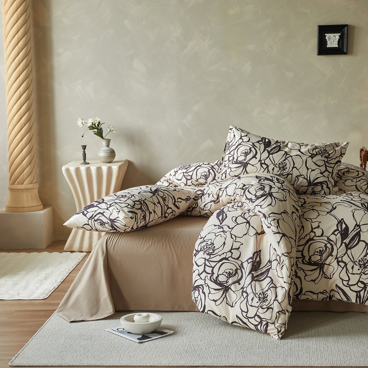 91家纺网 家纺一手货源 找家纺 怡家居 2025新款全棉纯棉加厚印花磨毛四件套 浮生