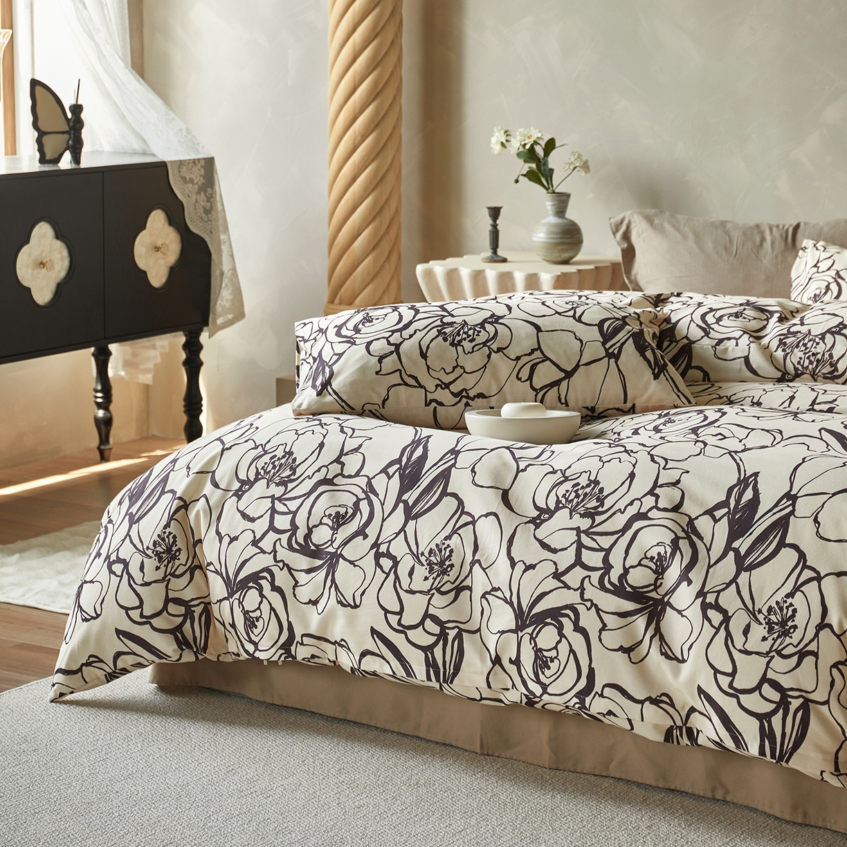 91家纺网 家纺一手货源 找家纺 怡家居 2025新款全棉纯棉加厚印花磨毛四件套 浮生