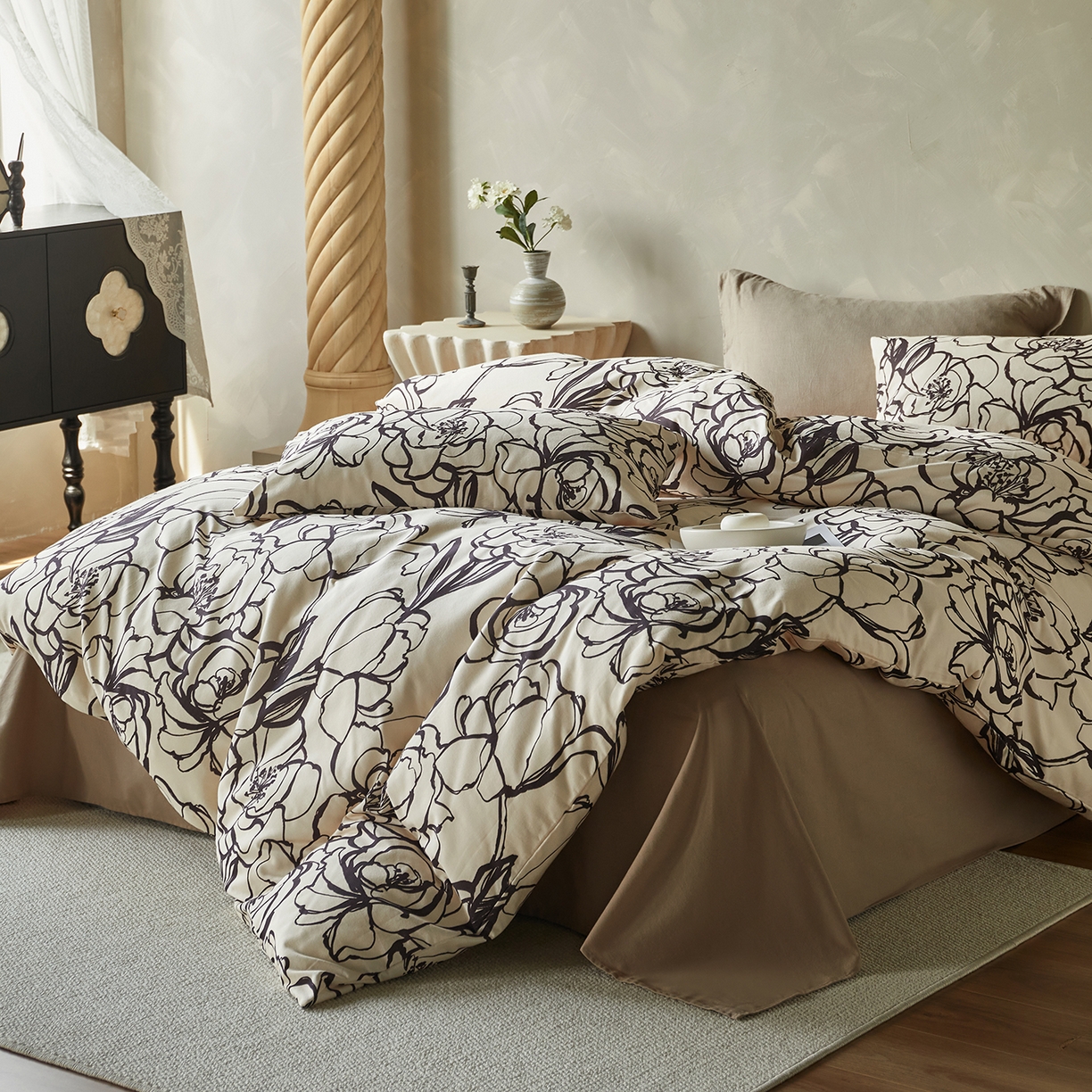 91家纺网 家纺一手货源 找家纺 怡家居 2025新款全棉纯棉加厚印花磨毛四件套 浮生