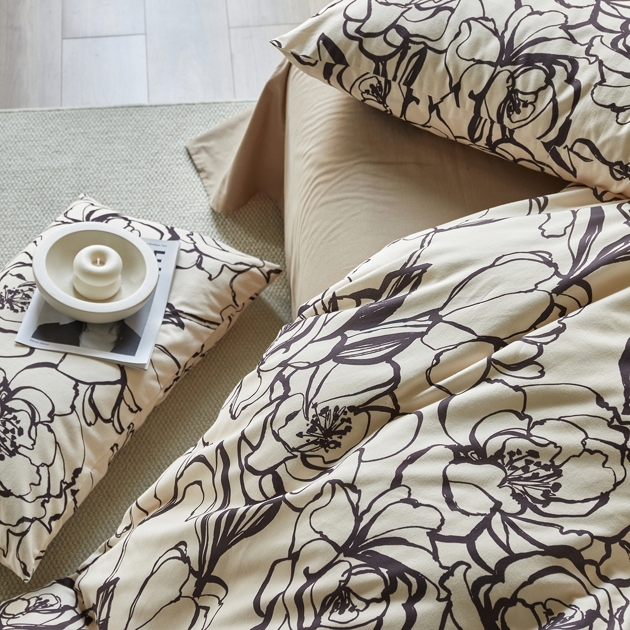 91家纺网 家纺一手货源 找家纺 怡家居 2025新款全棉纯棉加厚印花磨毛四件套 浮生