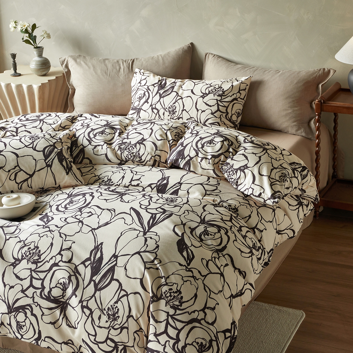 91家纺网 家纺一手货源 找家纺 怡家居 2025新款全棉纯棉加厚印花磨毛四件套 浮生