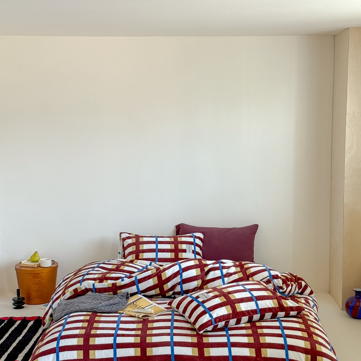 91家纺网 家纺一手货源 找家纺 （总）蜜宿 2025新款全工艺加厚牛奶绒四件套-格纹款