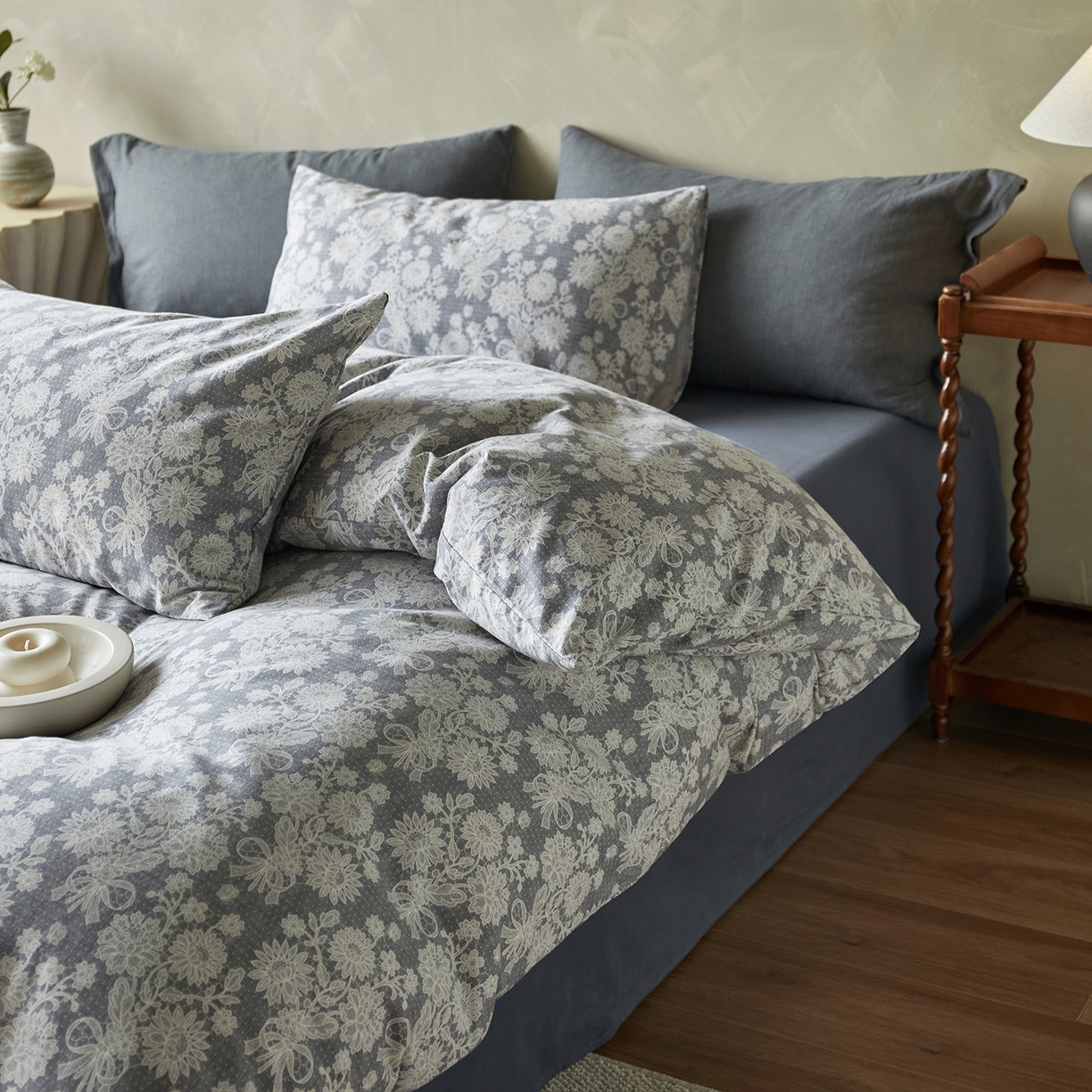 怡家居 2025新款全棉纯棉加厚印花磨毛四件套 墨韵