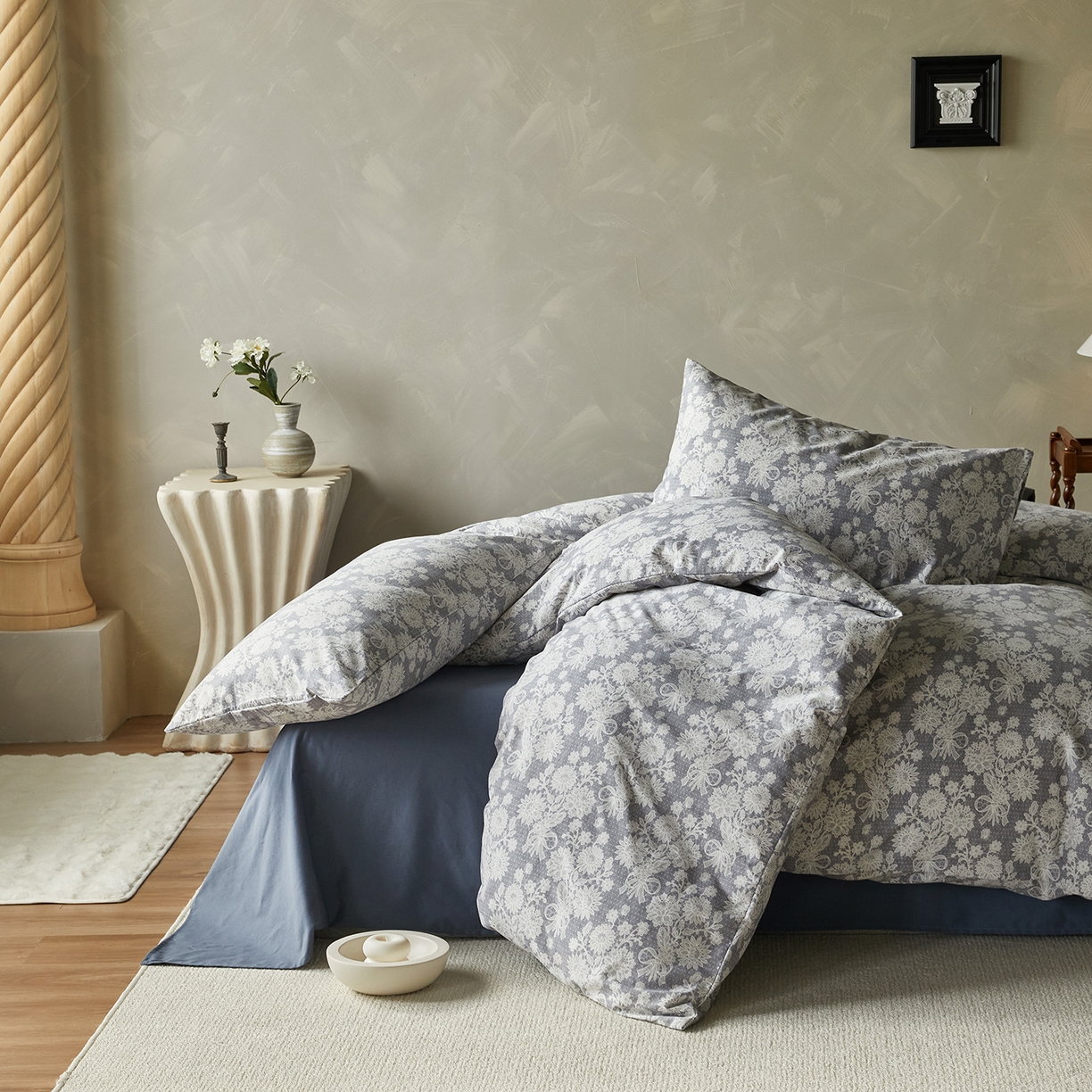 91家纺网 家纺一手货源 找家纺 怡家居 2025新款全棉纯棉加厚印花磨毛四件套 墨韵