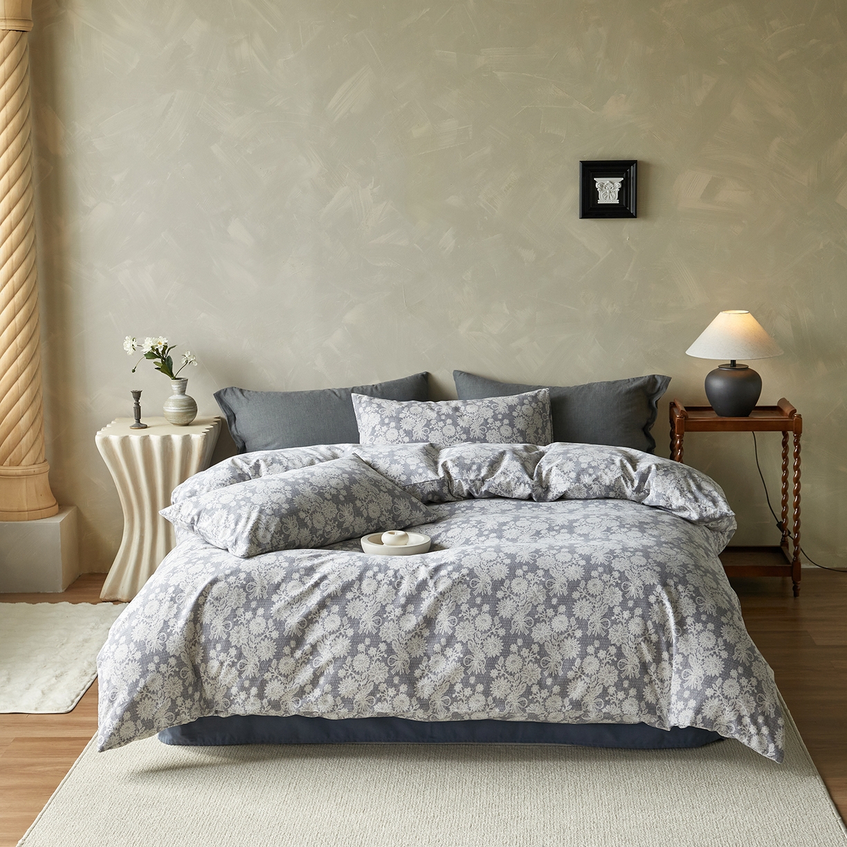 91家纺网 家纺一手货源 找家纺 怡家居 2025新款全棉纯棉加厚印花磨毛四件套 墨韵