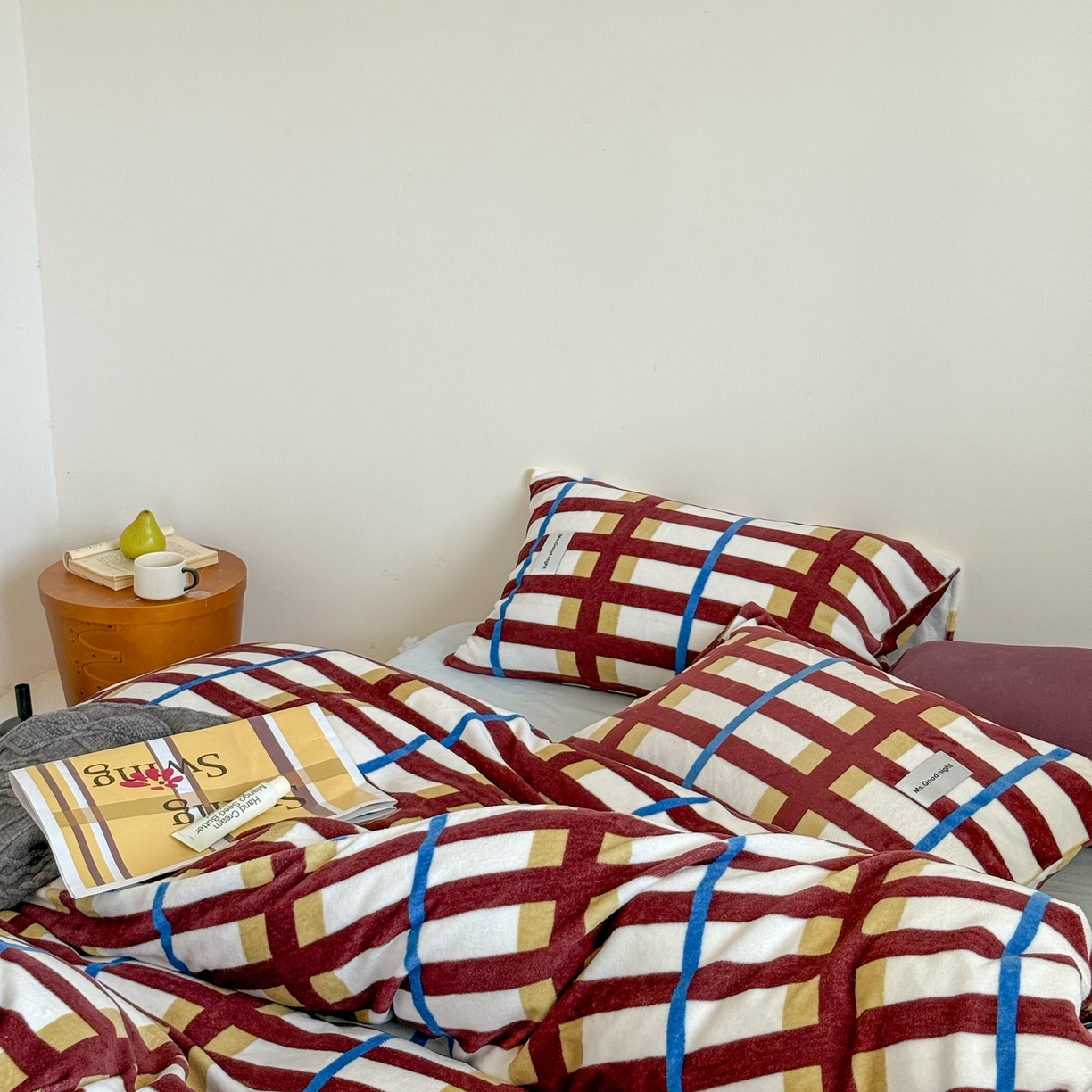 91家纺网 家纺一手货源 找家纺 蜜宿 2025新款全工艺加厚牛奶绒四件套-格纹款 薄荷巧克力