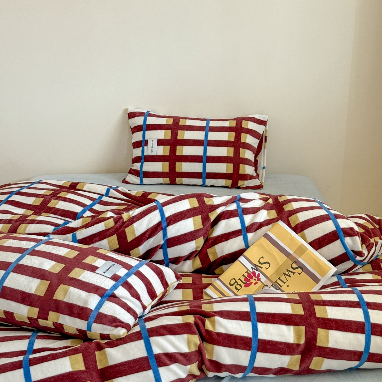 91家纺网 家纺一手货源 找家纺 蜜宿 2025新款全工艺加厚牛奶绒四件套-格纹款 薄荷巧克力