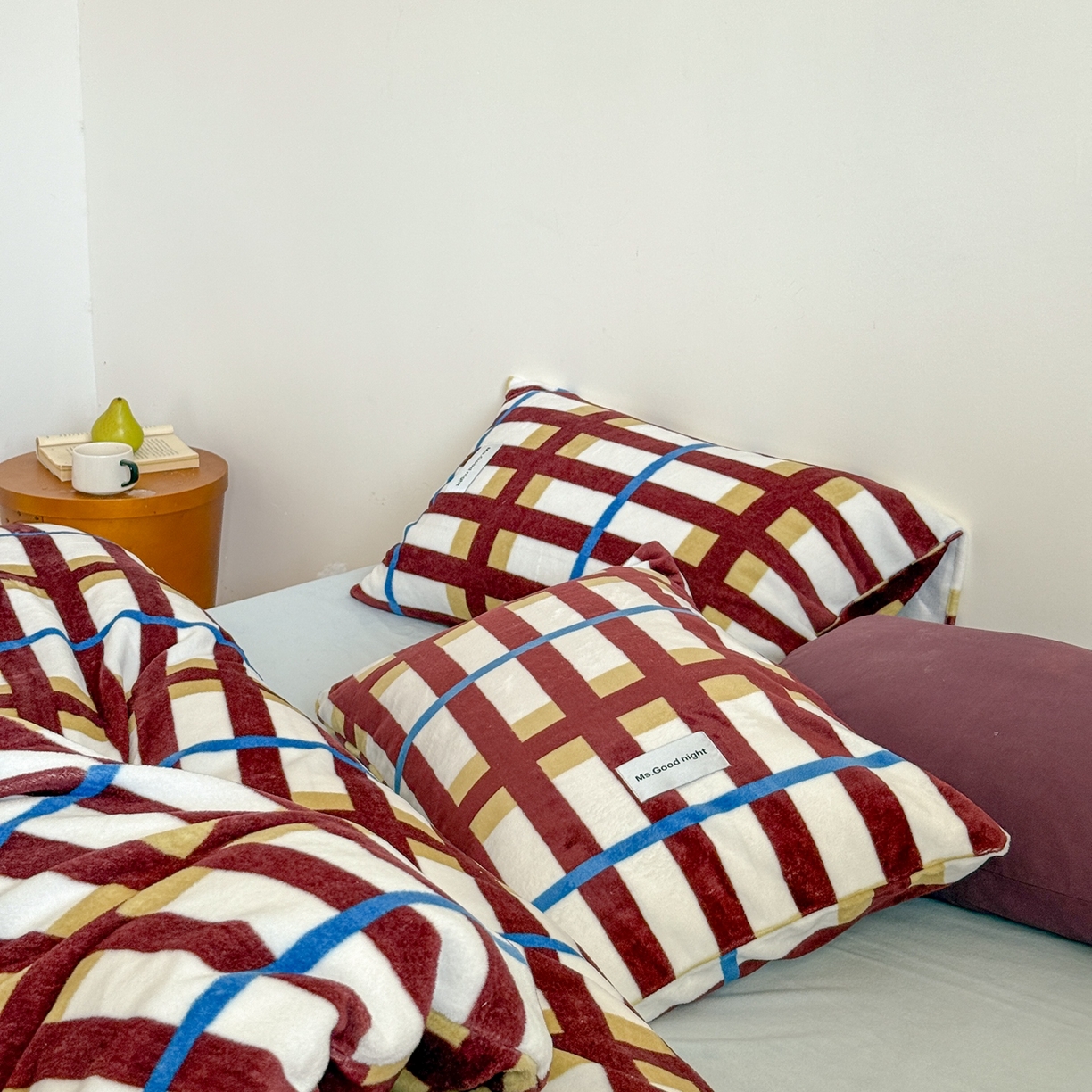 91家纺网 家纺一手货源 找家纺 蜜宿 2025新款全工艺加厚牛奶绒四件套-格纹款 薄荷巧克力