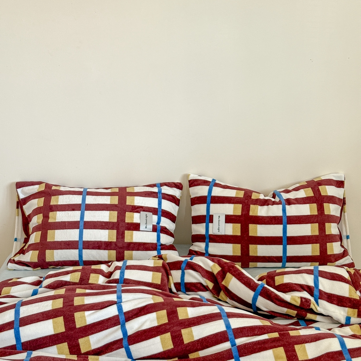 91家纺网 家纺一手货源 找家纺 蜜宿 2025新款全工艺加厚牛奶绒四件套-格纹款 薄荷巧克力