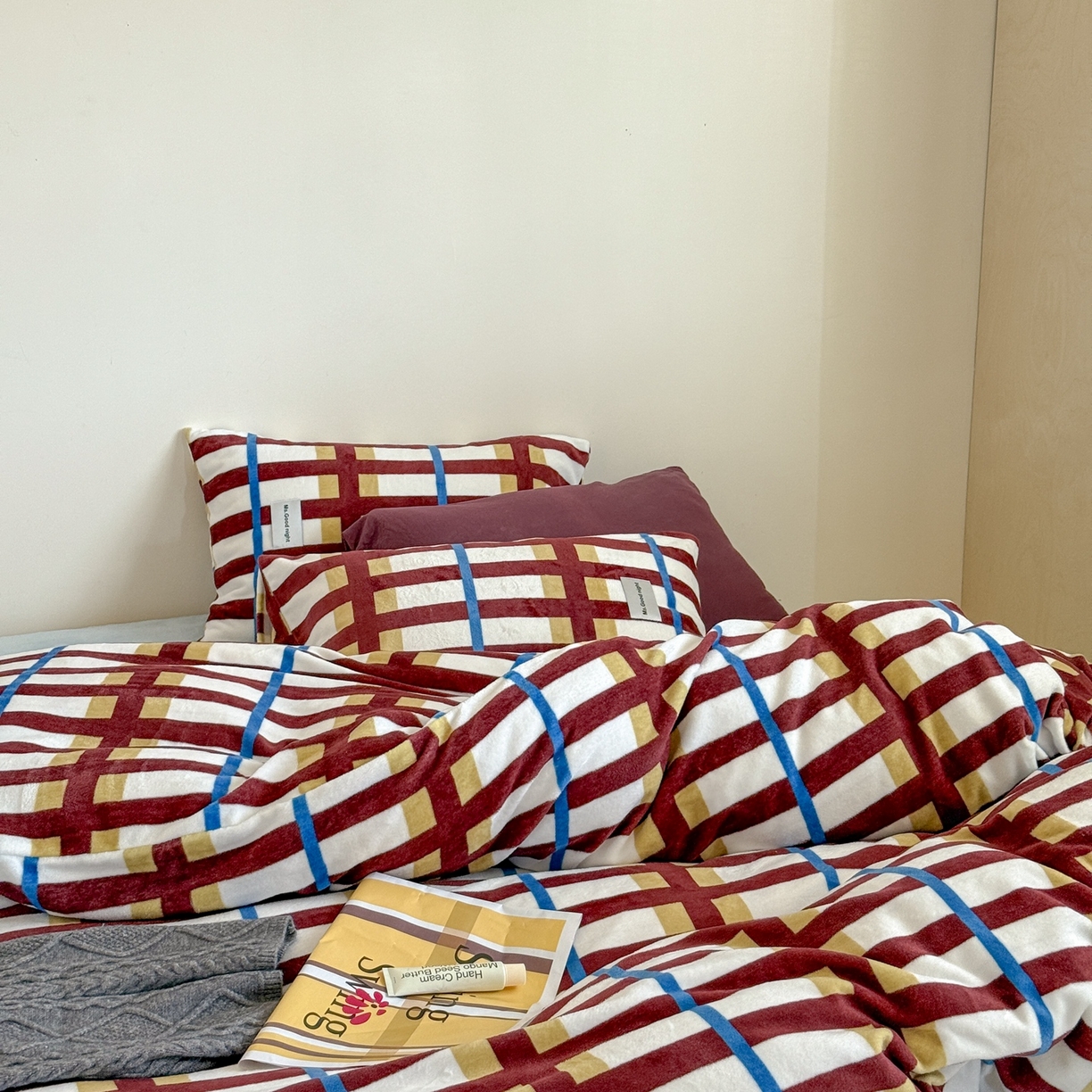 91家纺网 家纺一手货源 找家纺 蜜宿 2025新款全工艺加厚牛奶绒四件套-格纹款 薄荷巧克力