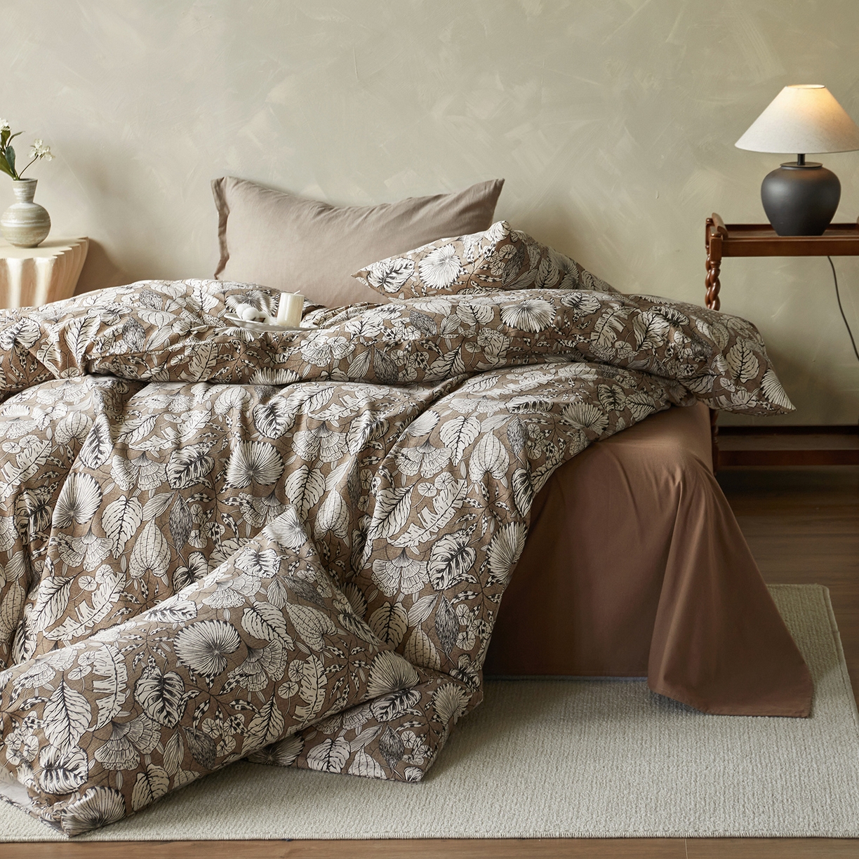 91家纺网 家纺一手货源 找家纺 怡家居 2025新款全棉纯棉加厚印花磨毛四件套 疏影