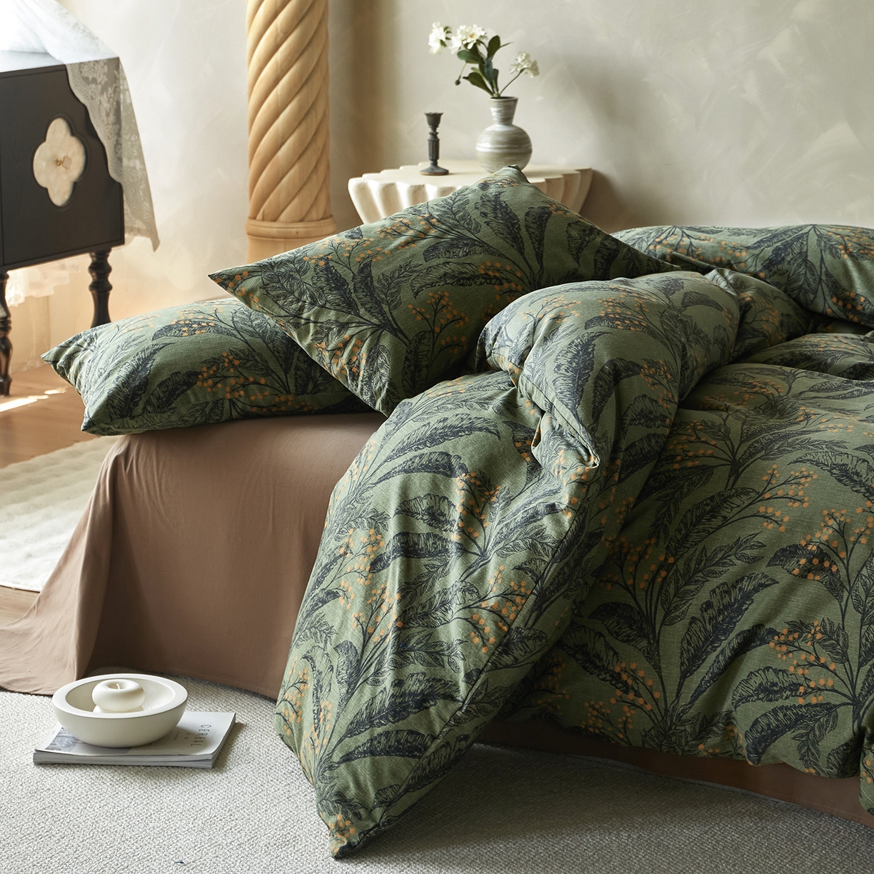 91家纺网 家纺一手货源 找家纺 怡家居 2025新款全棉纯棉加厚印花磨毛四件套 霜序