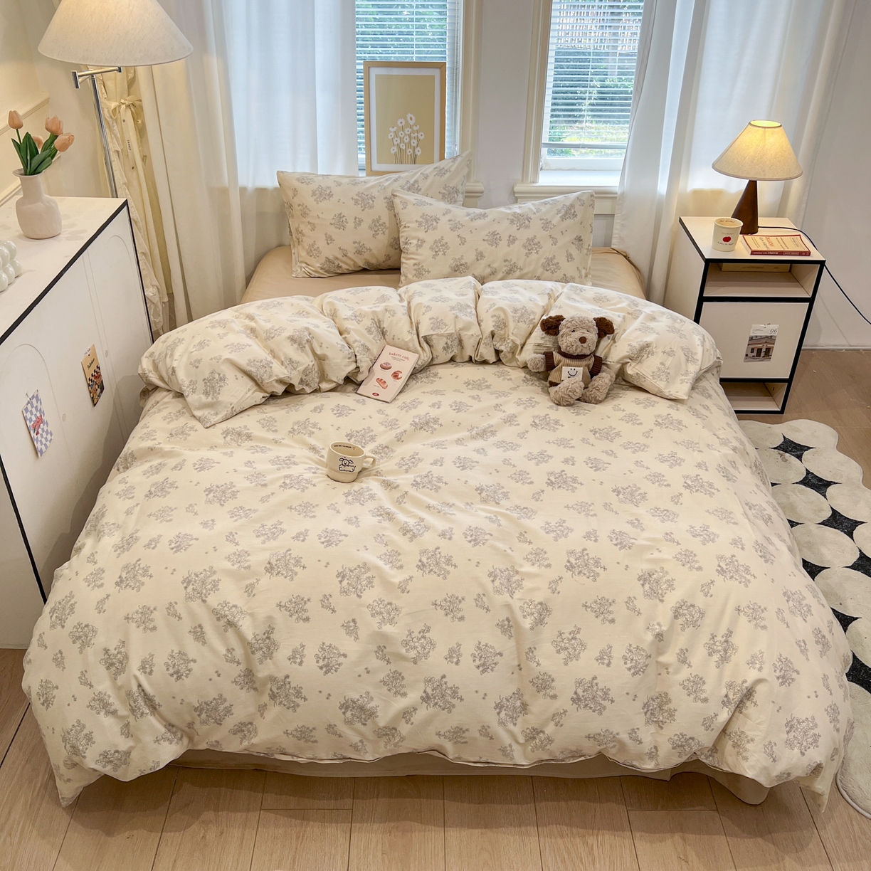 91家纺网 家纺一手货源 找家纺 （总）花海 2025年秋冬色系 复古小碎花 韩式碎花小清新碎花全棉纯棉四件套40支13372