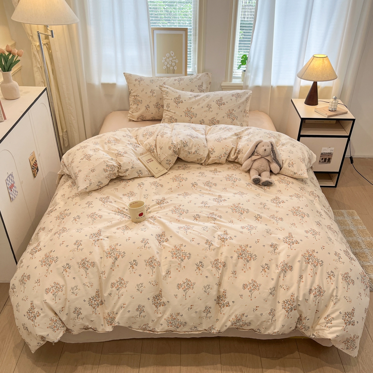 91家纺网 家纺一手货源 找家纺 （总）花海 2025年秋冬色系 复古小碎花 韩式碎花小清新碎花全棉纯棉四件套40支13372