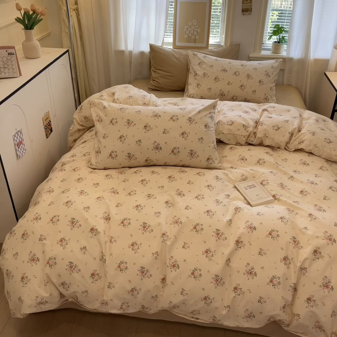 91家纺网 家纺一手货源 找家纺 （总）花海 2025年秋冬色系 复古小碎花 韩式碎花小清新碎花全棉纯棉四件套40支13372