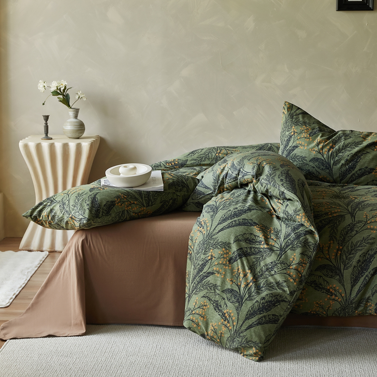 91家纺网 家纺一手货源 找家纺 怡家居 2025新款全棉纯棉加厚印花磨毛四件套 霜序