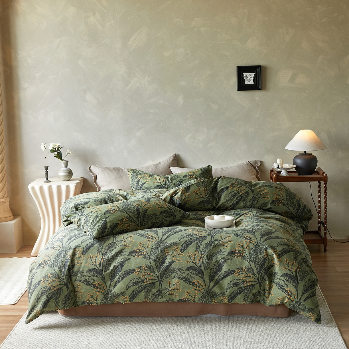 91家纺网 家纺一手货源 找家纺 怡家居 2025新款全棉纯棉加厚印花磨毛四件套 霜序