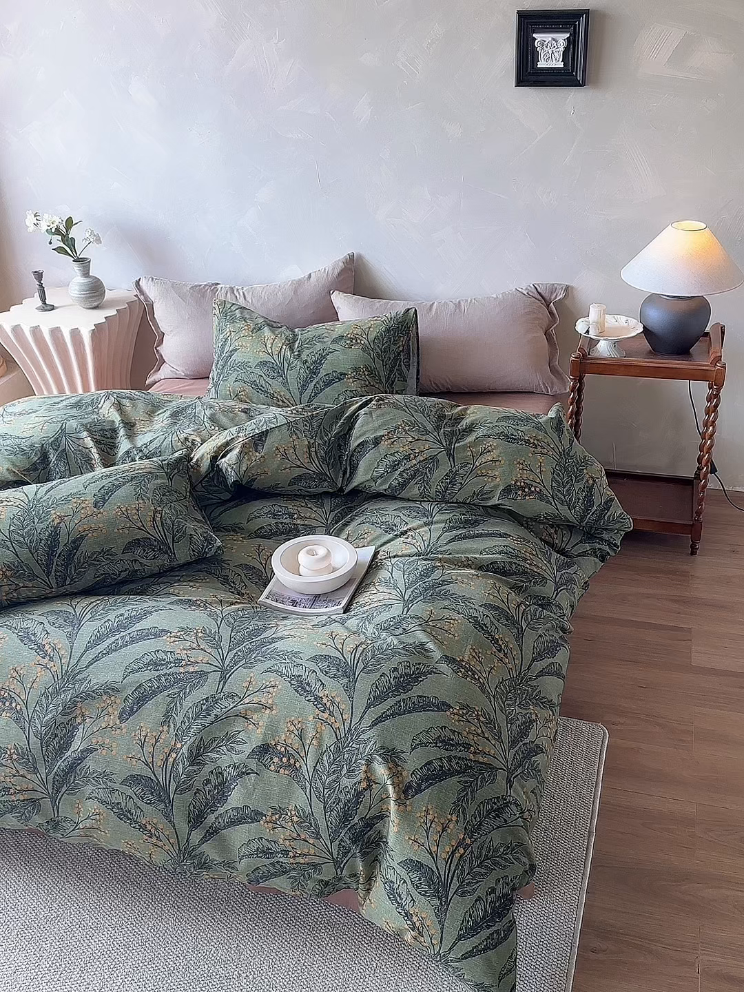 91家纺网 家纺一手货源 找家纺 怡家居 2025新款全棉纯棉加厚印花磨毛四件套 霜序