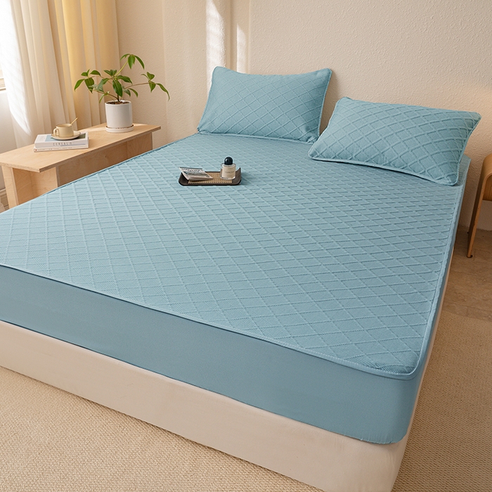 91家纺网 家纺一手货源 找家纺 大元 2025新款A类零压云棉空气层夹棉床笠单品床笠床笠单件 蓝