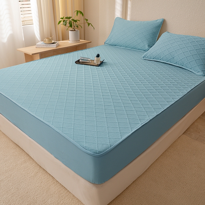 91家纺网 家纺一手货源 找家纺 大元 2025新款A类零压云棉空气层夹棉床笠单品床笠床笠单件 蓝