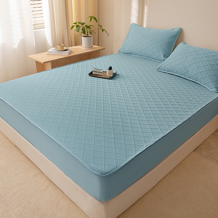 91家纺网 家纺一手货源 找家纺 大元 2025新款A类零压云棉空气层夹棉床笠单品床笠床笠单件 蓝