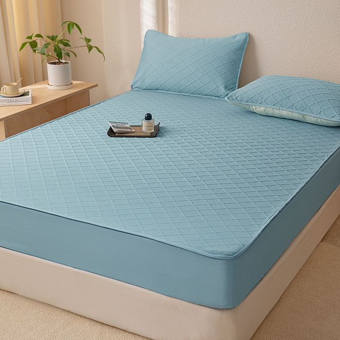 91家纺网 家纺一手货源 找家纺 大元 2025新款A类零压云棉空气层夹棉床笠单品床笠床笠单件 蓝