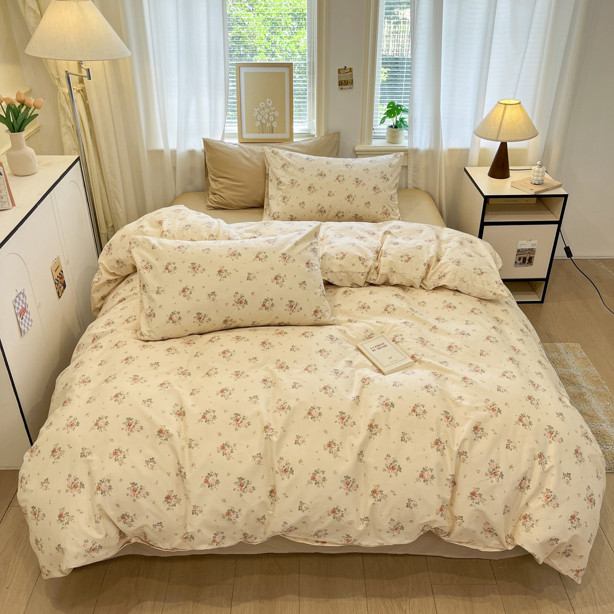 91家纺网 家纺一手货源 找家纺 （总）花海 2025年第一批小清新碎花全棉纯棉四件套40支13372ins博主风学生宿舍印花AA版纯色床单