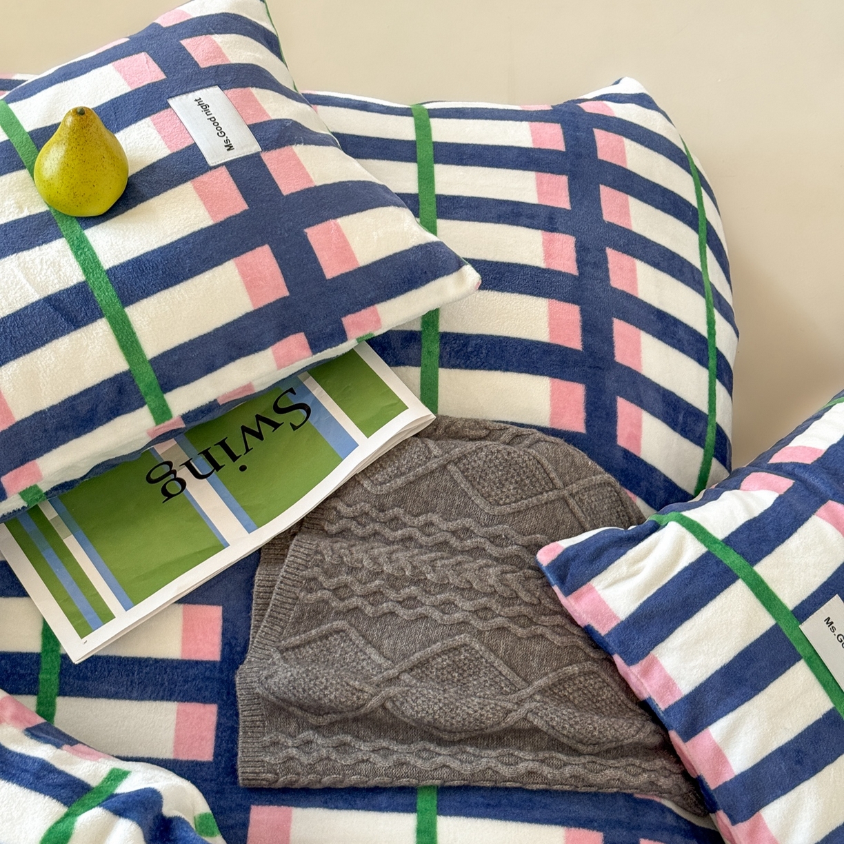 91家纺网 家纺一手货源 找家纺 蜜宿 2025新款全工艺加厚牛奶绒四件套-格纹款 盐系可露丽