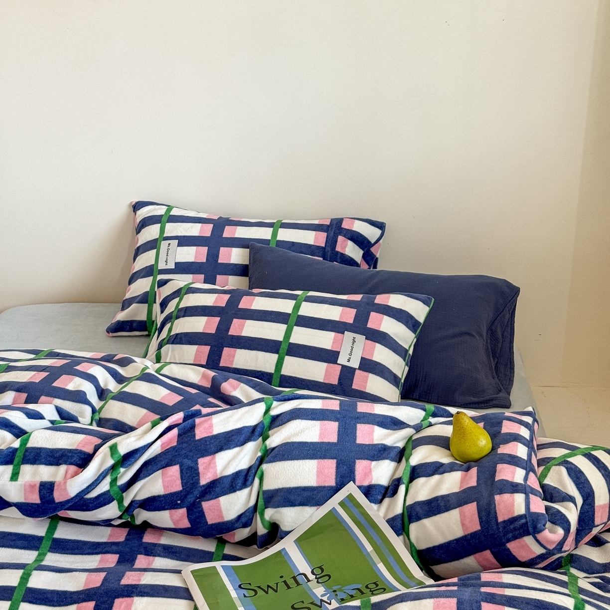 91家纺网 家纺一手货源 找家纺 蜜宿 2025新款全工艺加厚牛奶绒四件套-格纹款 盐系可露丽