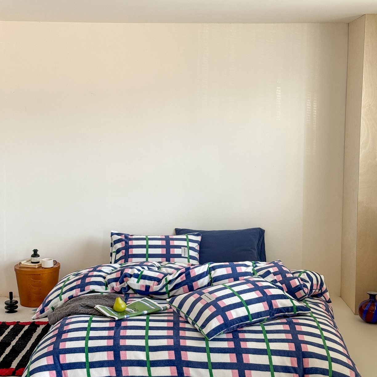 91家纺网 家纺一手货源 找家纺 蜜宿 2025新款全工艺加厚牛奶绒四件套-格纹款 盐系可露丽