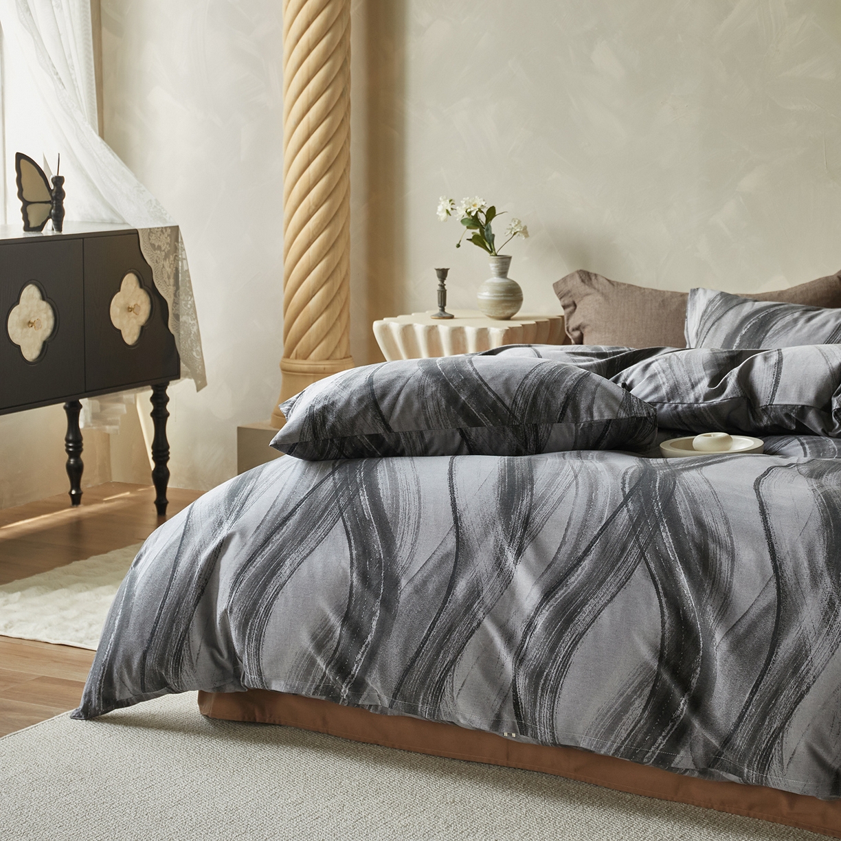 91家纺网 家纺一手货源 找家纺 怡家居 2025新款全棉纯棉加厚印花磨毛四件套 昔年