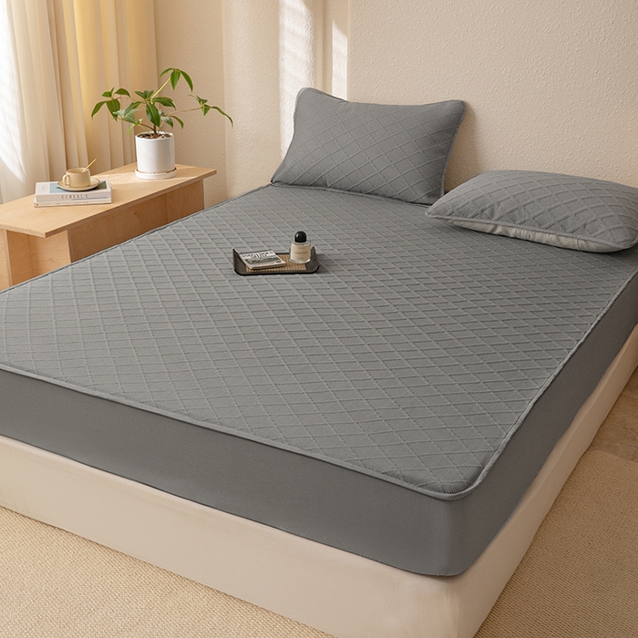 91家纺网 家纺一手货源 找家纺 大元 2025新款A类零压云棉空气层夹棉床笠单品床笠床笠单件 浅灰