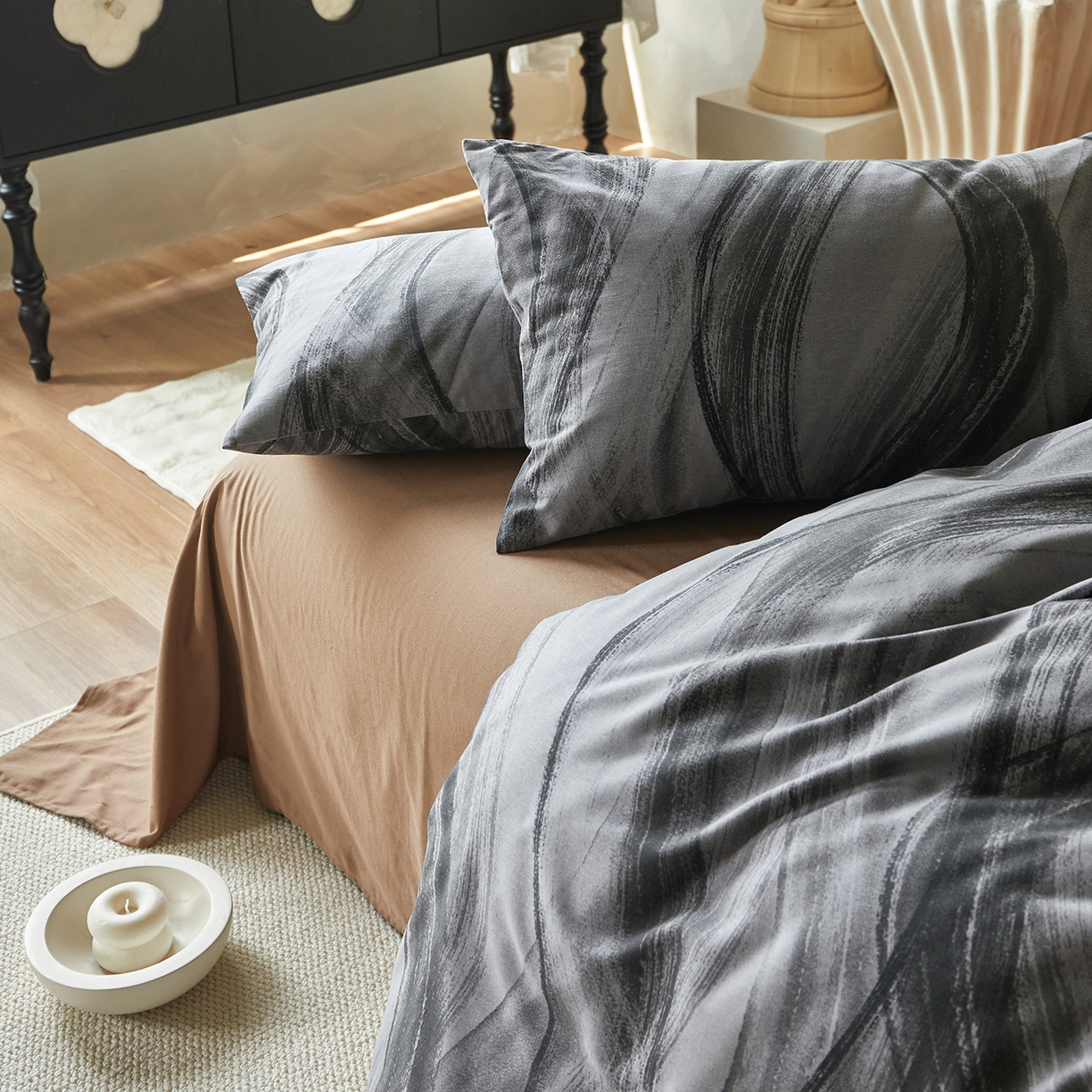 91家纺网 家纺一手货源 找家纺 怡家居 2025新款全棉纯棉加厚印花磨毛四件套 昔年