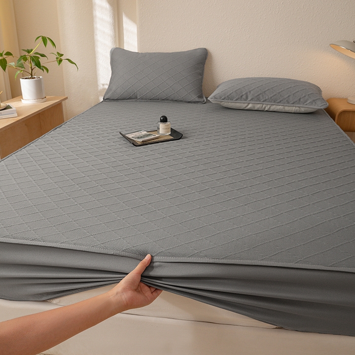 91家纺网 家纺一手货源 找家纺 大元 2025新款A类零压云棉空气层夹棉床笠单品床笠床笠单件 浅灰